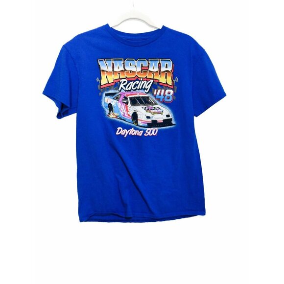 NASCAR Racing 48 Daytona 500 Blue T-Shirt Cotton Short Sleeve Round Neck Size M - Picture 2 of 8